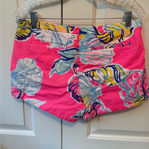 Lilly Pulitzer Adie Shorts Bright Pink Floral Cotton - Picture 2 of 3